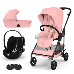 Pack Poussette trio Melio Candy Pink + nacelle + coque Cloud G tissu plus Moon Black                            de Cybex
