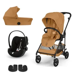 Pack Poussette trio Melio Cinnamon Yellow + nacelle + coque Cloud G tissu plus Moon Black                            de Cybex