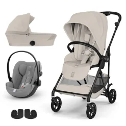 Pack Poussette trio Melio Dune Grey + nacelle + coque Cloud G tissu plus Stone Grey                            de Cybex