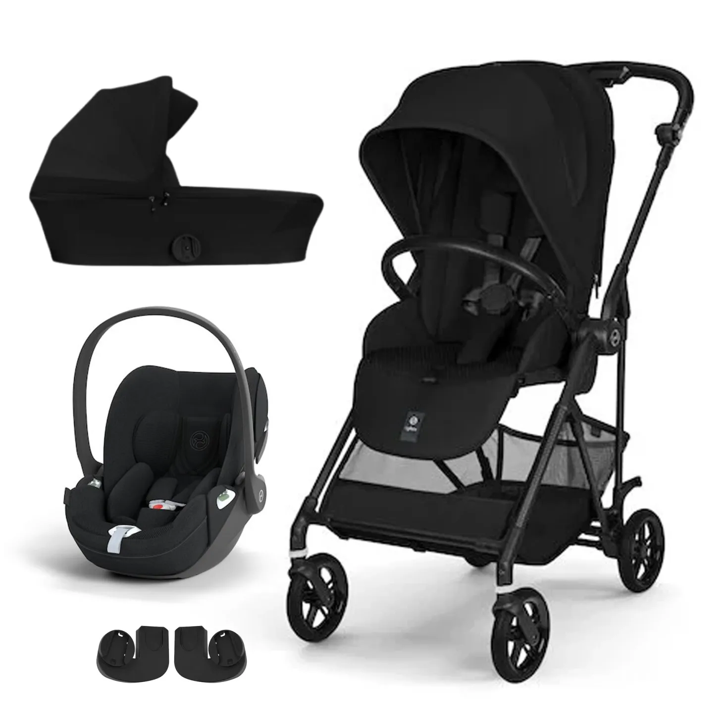 Pack Poussette trio Melio Magic Black + nacelle + coque Cloud T tissu plus Sepia Black de Cybex