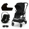 Pack Poussette trio Melio Magic Black + nacelle + coque Cloud G tissu plus Moon Black                            de Cybex