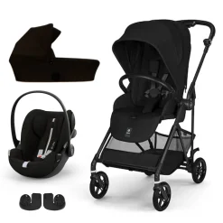 Pack Poussette trio Melio Magic Black + nacelle + coque Cloud G tissu plus Moon Black                            de Cybex