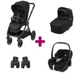 Pack Poussette Trio Oxford Twillic Black + Nacelle + adaptateurs coques + coque Pebble 360 pro 2                            de Maxi Cosi