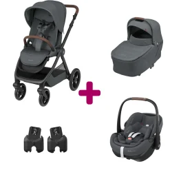 Pack Poussette Trio Oxford Twillic Graphite + Nacelle + adaptateurs coques + coque Pebble 360 pro 2                             de Maxi Cosi
