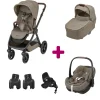 Pack Poussette Trio Oxford Twillic Truffle + Nacelle Twillic Truffle + adaptateurs coques + coque Pebble 360 pro 2 + base Familyfix 360 pro                            de Maxi Cosi