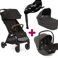 Pack Poussette Trio Pact Pro Shale + Nacelle Ramble Shale + coque i-snug 2 Shale + base Encore                            de Joie