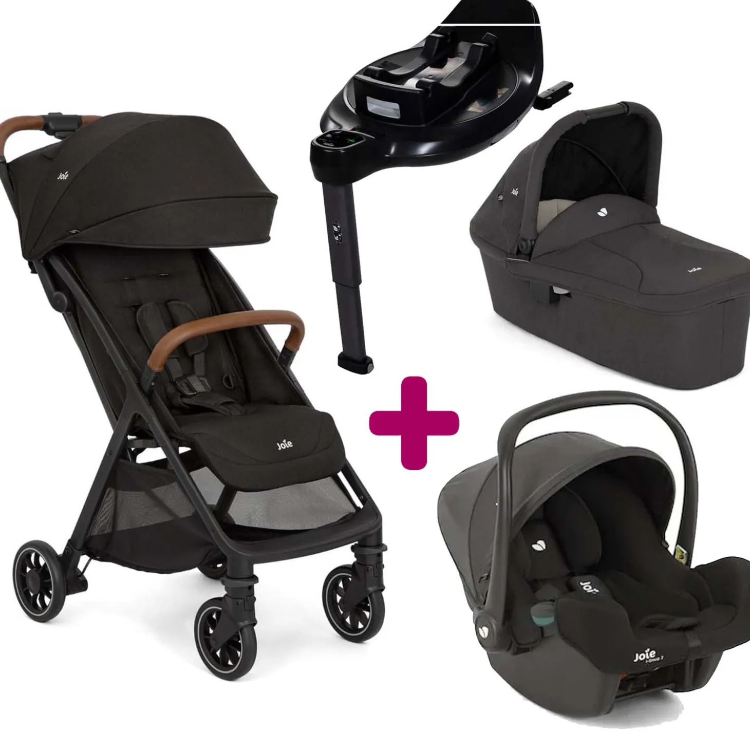 Pack Poussette Trio Pact Pro Shale + Nacelle Ramble Shale + coque i-snug 2 Shale + base Encore de Joie