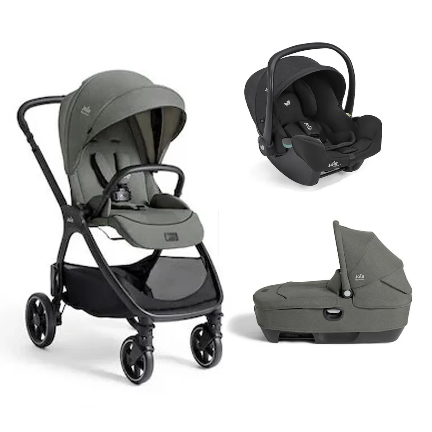 Pack poussette trio Valora Evergreen + coque i-starter + nacelle calmi de Joie