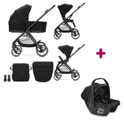 Pack Poussette trio Venice Noir avec coque Aria lux Noir                            de Lorelli