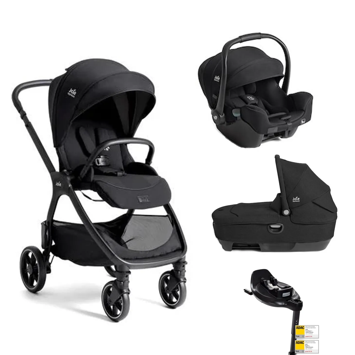 Pack poussette trio XL Valora Eclipse + coque i-starter + nacelle calmi + base encore de Joie