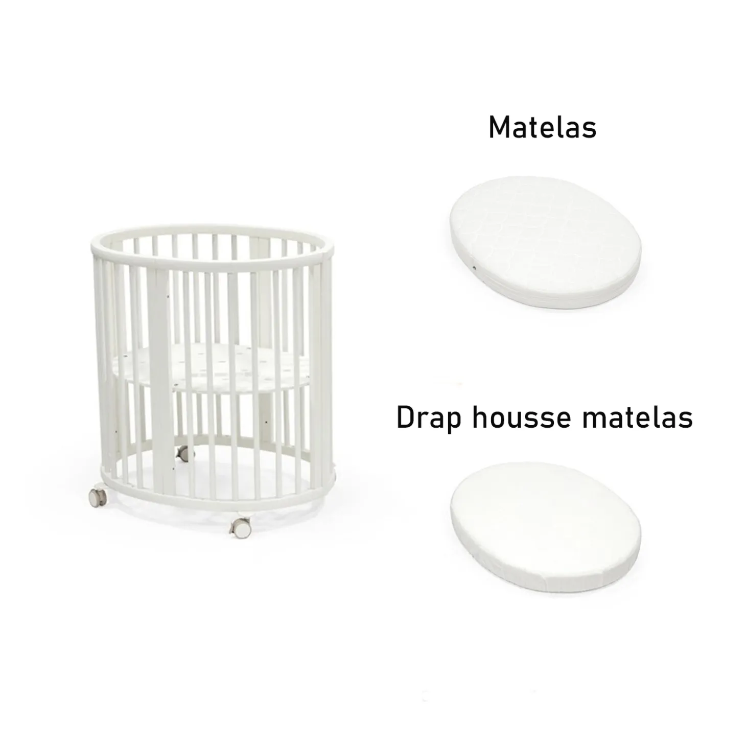 Pack Sleepi Mini White + Matelas + drap housse de Stokke