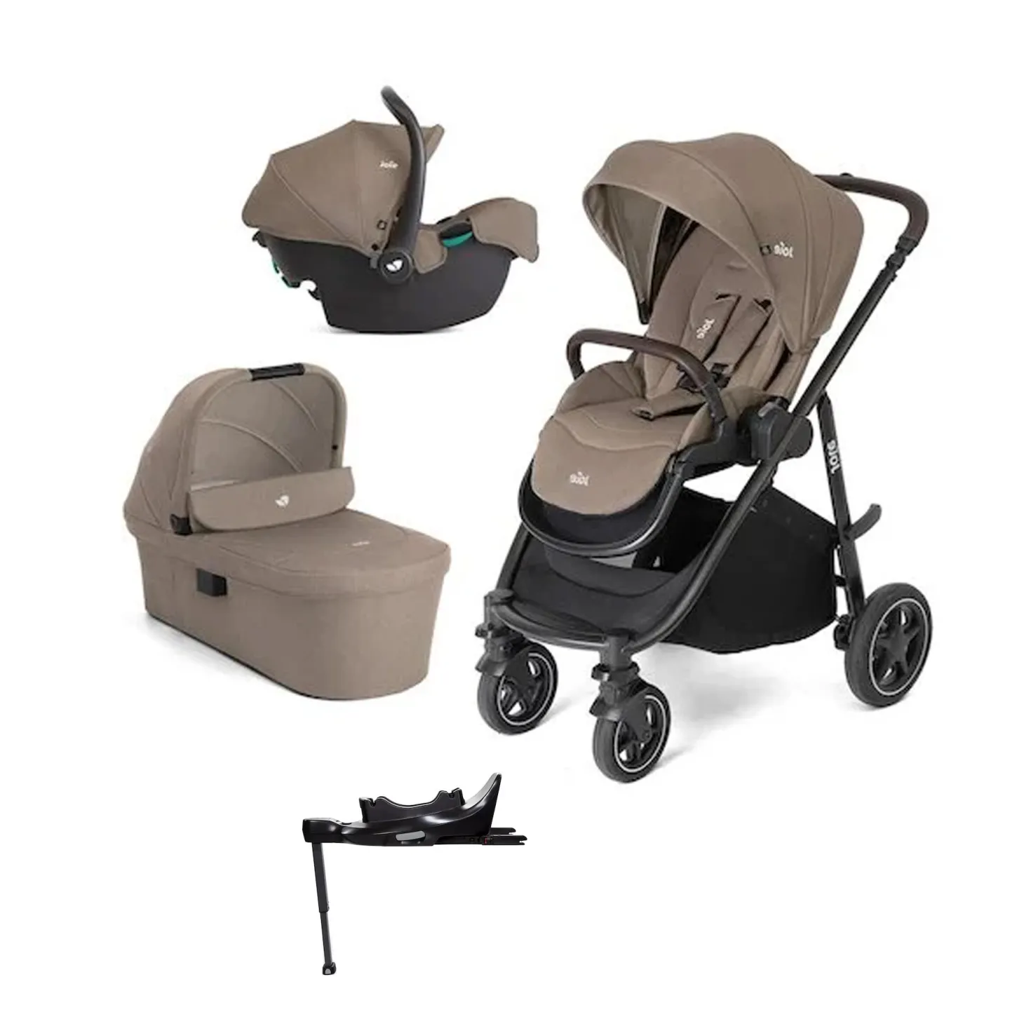 Pack Trio Pousette Versatrax cashew + base isofix pivotante Encore de Joie