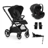 Pack trio Poussette Mumm 5 Coal + coque allongeable Kombibaby Matt Black + adaptateur + base pivotante                            de Jané