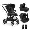 Pack trio Poussette Mumm 5 Coal + nacelle sleep + coque allongeable Kombibaby Matt Black + adaptateur                            de Jané