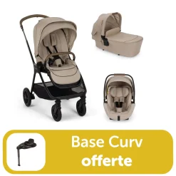 Pack trio poussette Triv next Cosmopolitain + Arra flex + nacelle lytl + base curv offerte                            de Nuna
