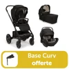 Pack trio poussette Triv next Caviar + Arra flex + nacelle lytl + base curv offerte                            de Nuna