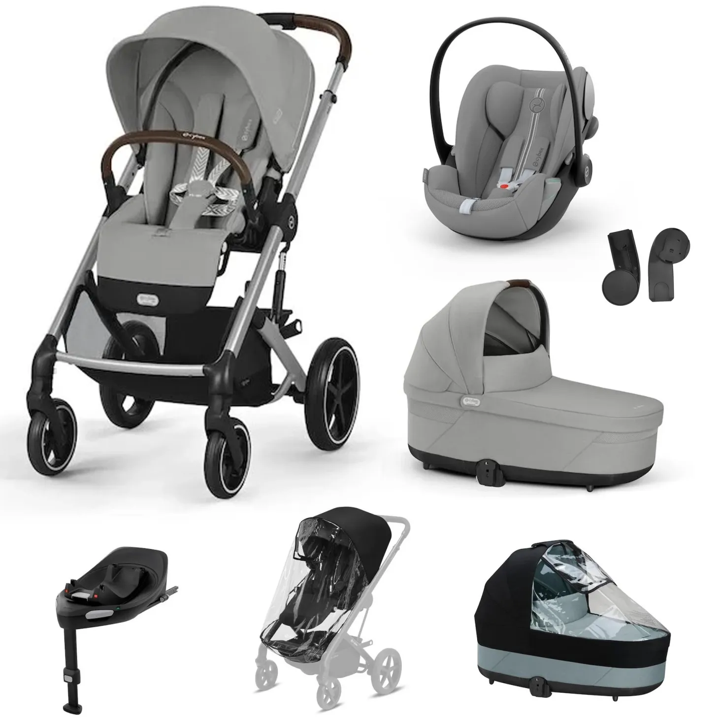 Pack XL Poussette Balios Stone Grey + nacelle + coque G plus + base G3 + accessoires de Cybex