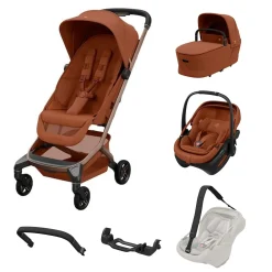 Pack XL Poussette Fame Cabin + adaptateurs + coque Coral +nacelle + harnais de transport + barre de protection                            de Maxi Cosi