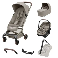 Pack XL Poussette Fame Cabin + adaptateurs + coque Coral +nacelle + harnais de transport + barre de protection                            de Maxi Cosi