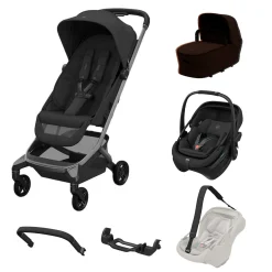 Pack XL Poussette Fame Cabin + adaptateurs + coque Coral +nacelle + harnais de transport + barre de protection                            de Maxi Cosi