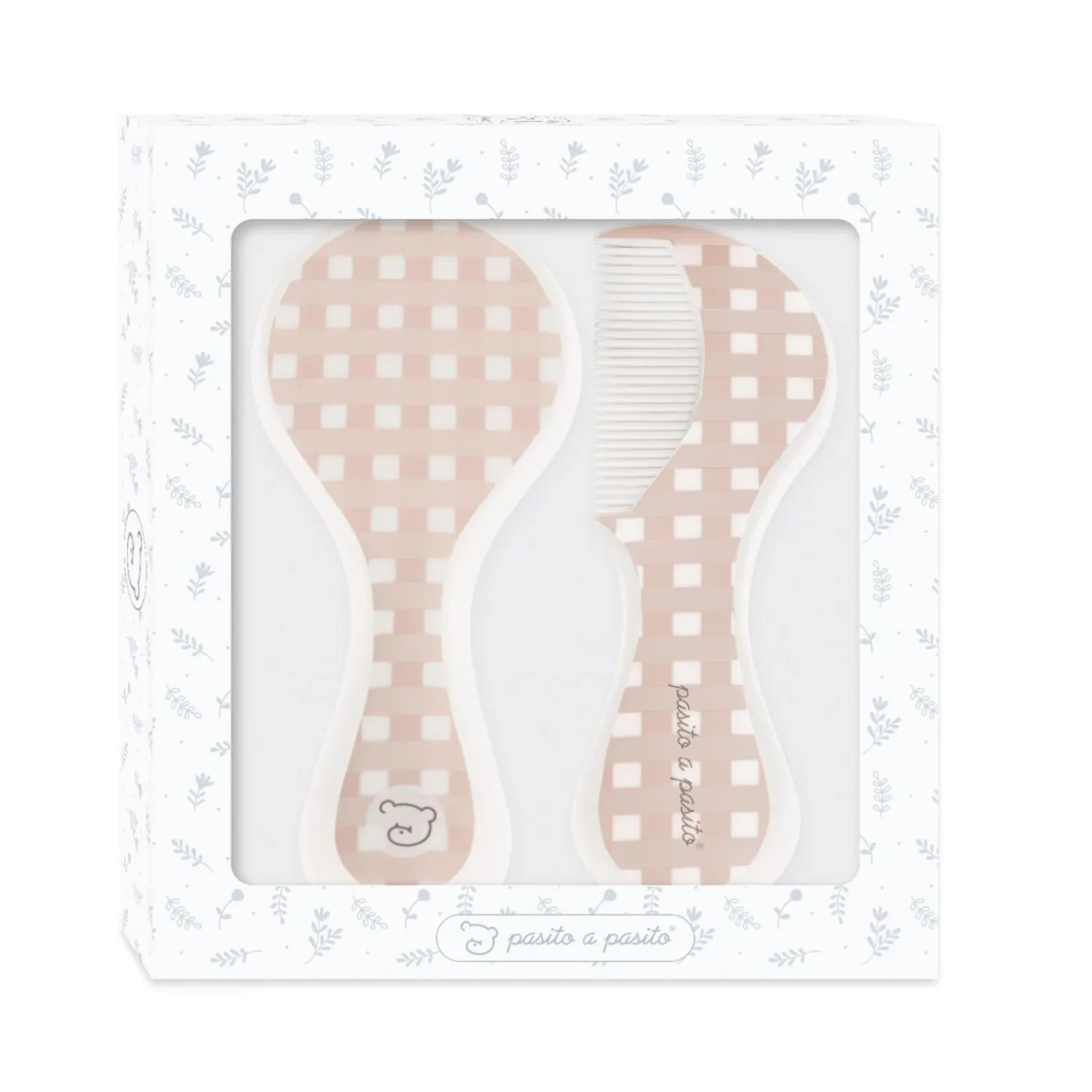 Pasito a Pasito Brosse et peigne Carreaux Rose