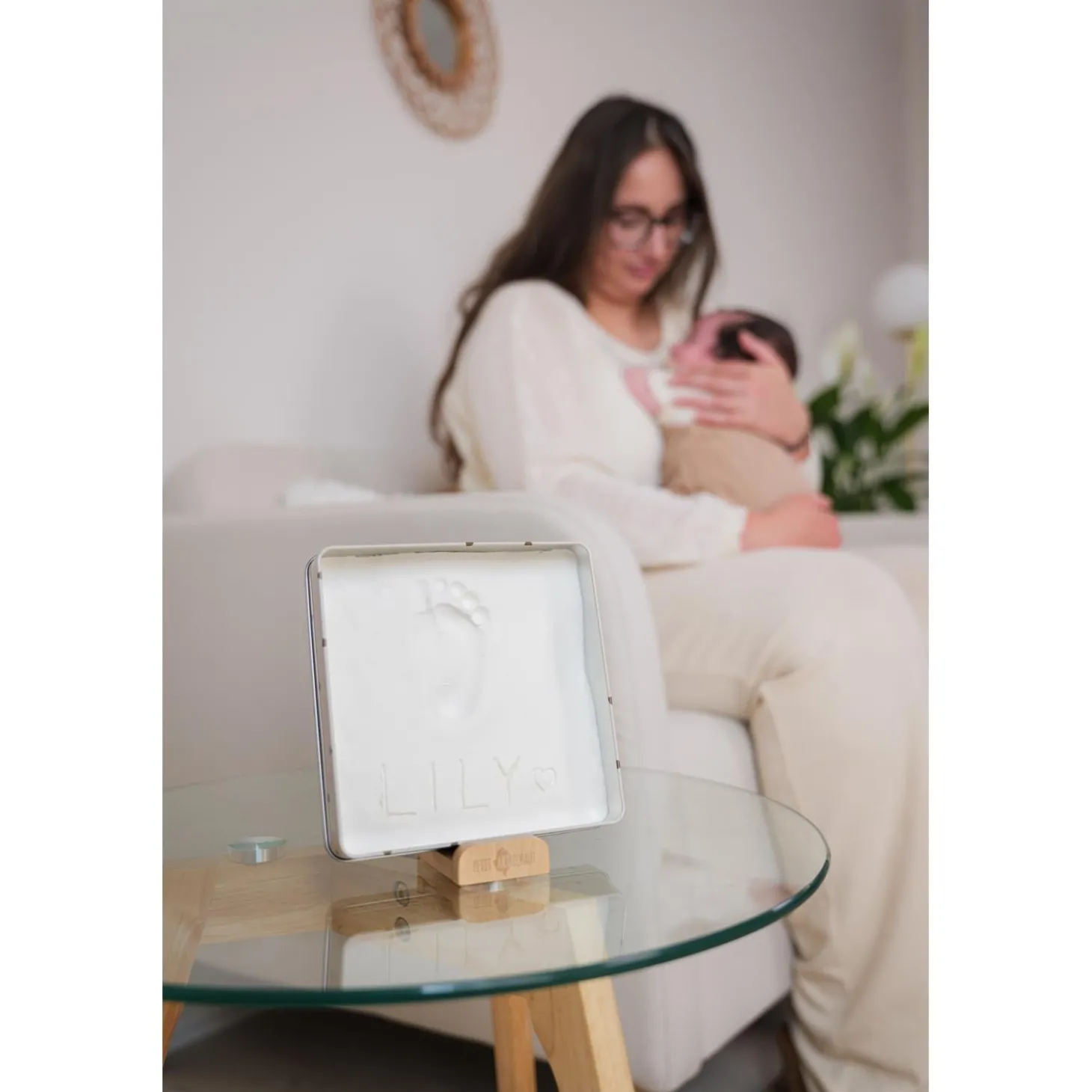 Petit Artichaut Baby Box Carrée Jolis Cœurs Beige