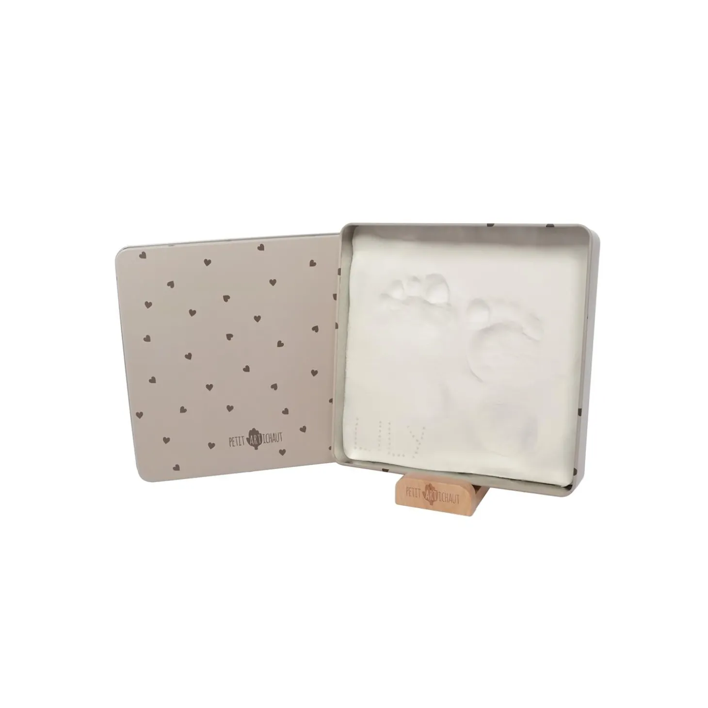 Petit Artichaut Baby Box Carrée Jolis Cœurs Beige