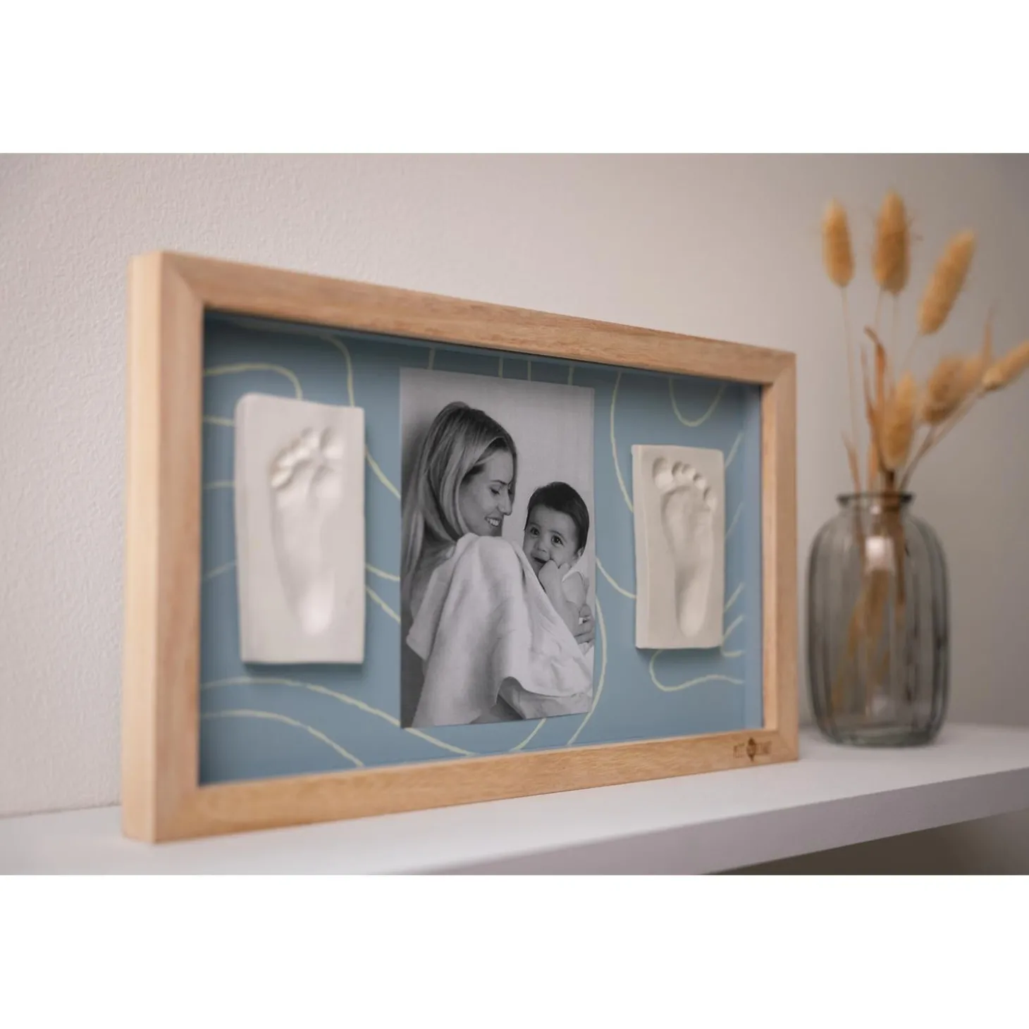 Petit Artichaut Cadre 2 Empreintes Blue Abstrait