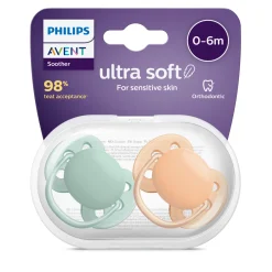 Philips Avent                    Lot de 2 sucettes ultra soft    0-6 mois
