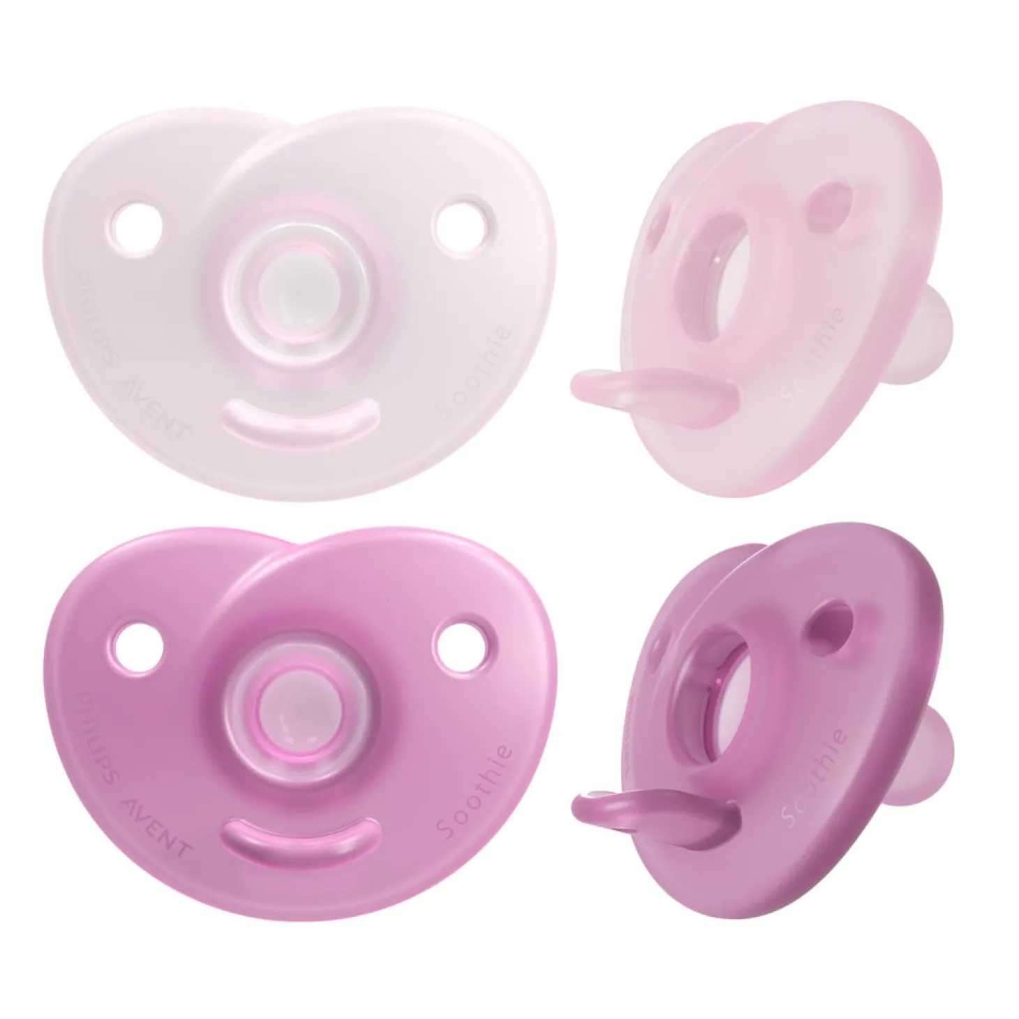 Philips Avent 2 sucettes Soothie cœur Rose Clair/Rose Framboise 0-6 mois