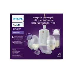 Philips Avent                    Tire-lait mains libres + biberon et sachet de lait    Blanc