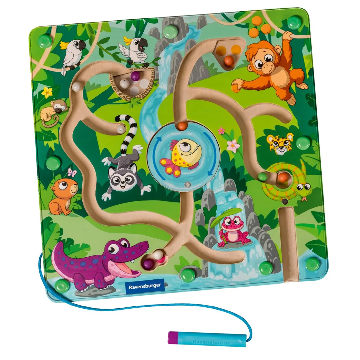 Play+ Labyrinthe magnétique en bois dans la jungle Multicolore