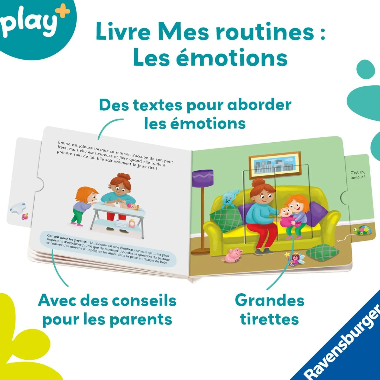 Play+ Livre Mes routines Les Émotions Multicolore