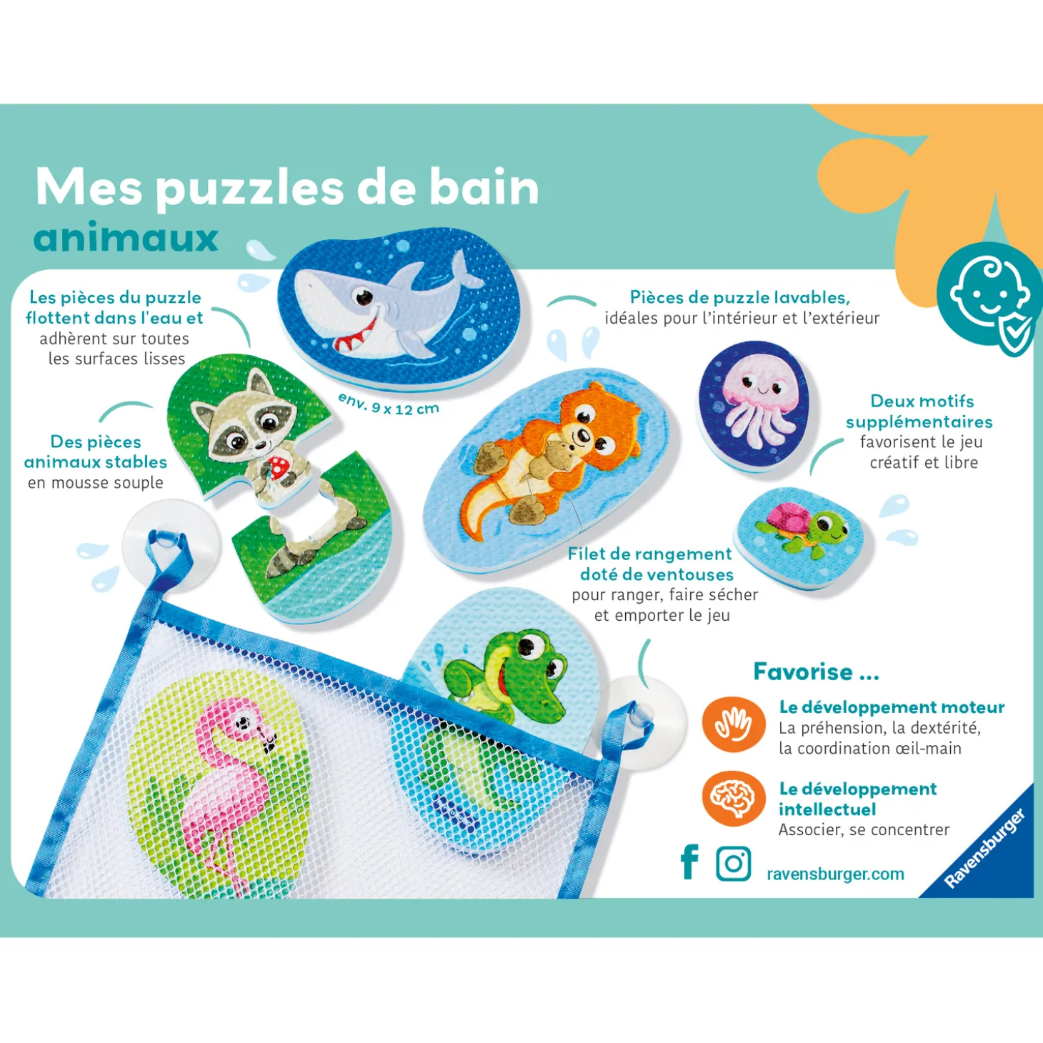 Play+ Mes puzzles de bain Animaux Multicolore