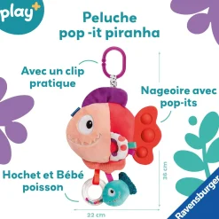 Play+ Peluche d'activité pop-it Piranha Rouge