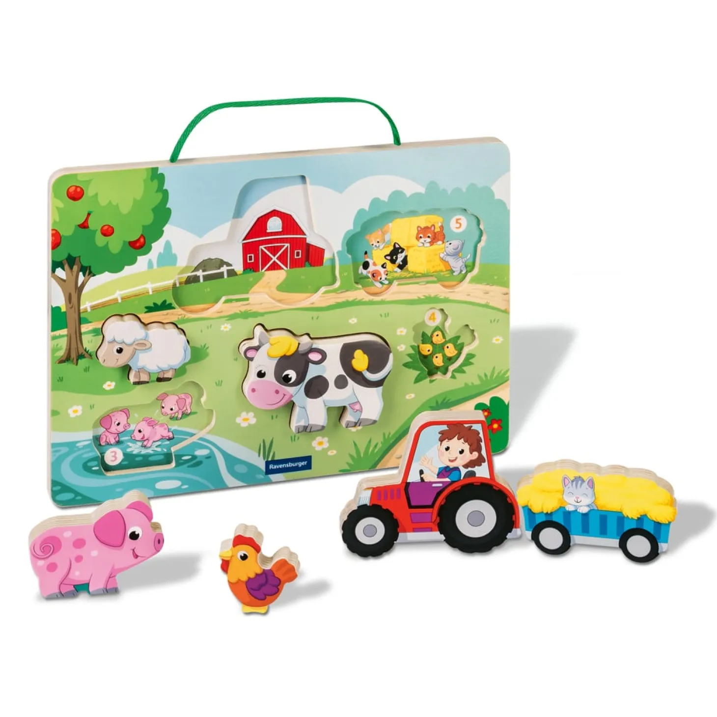 Play+ Puzzle bois aimanté - Compter à la ferme Multicolore