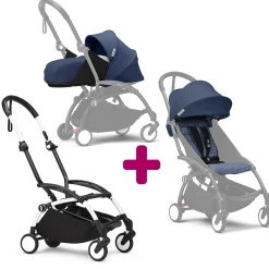 Poussette Yoyo 3 avec pack 0+ nouveau-né et 6+ Air France Cadre Blanc                            de Stokke
