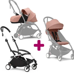 Poussette Yoyo 3 avec pack 0+ nouveau-né et 6+ Ginger Cadre Blanc                            de Stokke