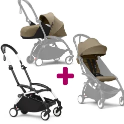 Poussette Yoyo 3 avec pack 0+ nouveau-né et 6+ Toffee Cadre Blanc                            de Stokke