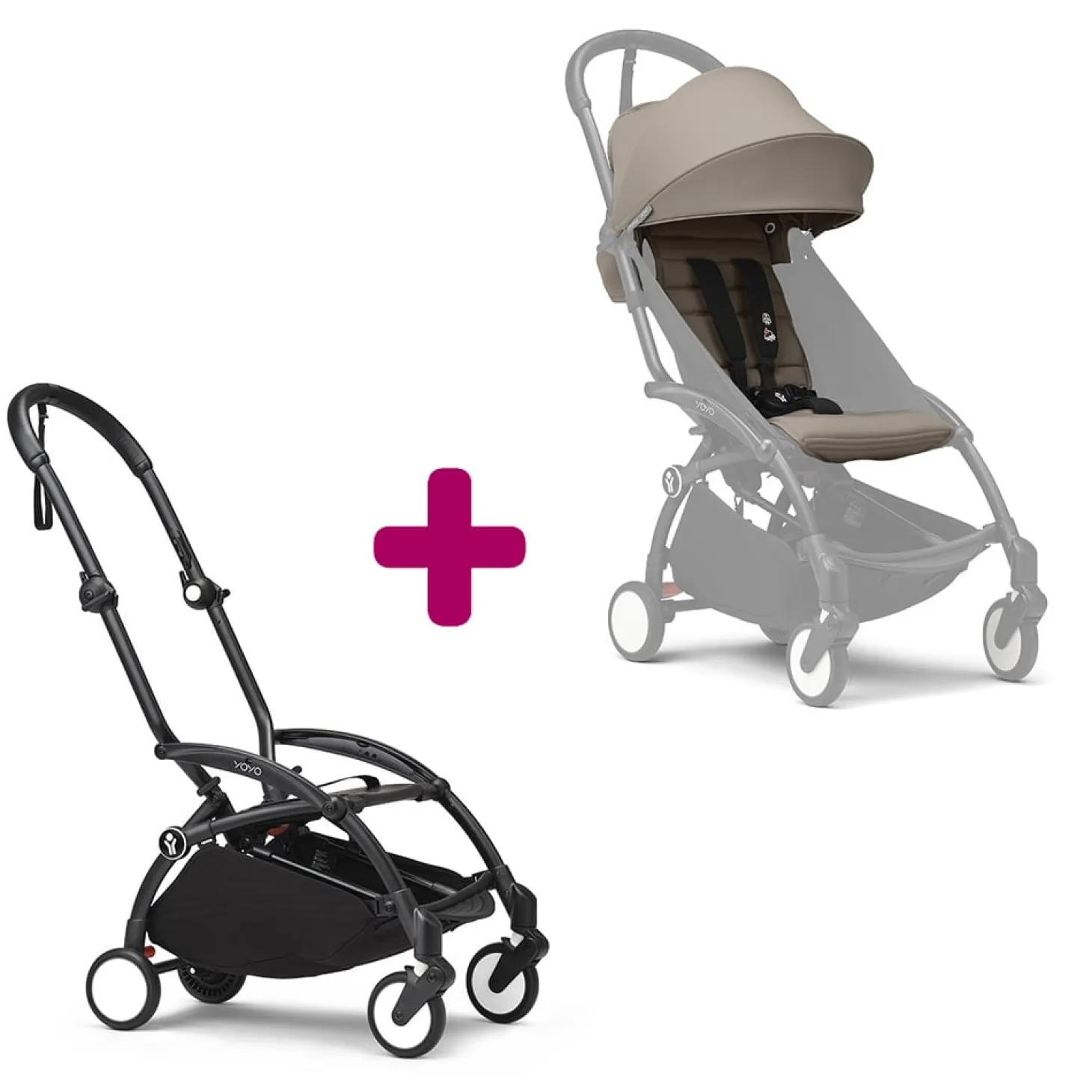 Poussette YOYO 3 Pack 6+ Taupe Cadre Noir de Stokke