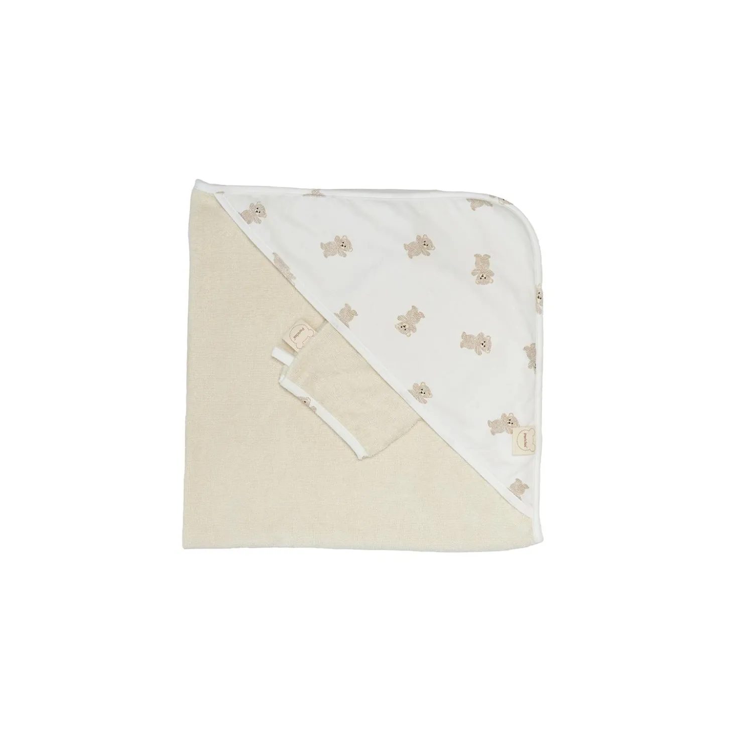 Périclès Sortie De Bain + Gant Bear Allover Beige