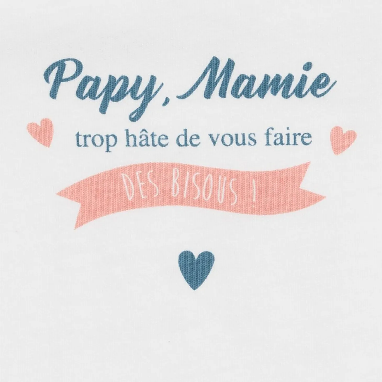 P’tit bisou Body manches longues Papy Mamie Ecru Lys 1 mois