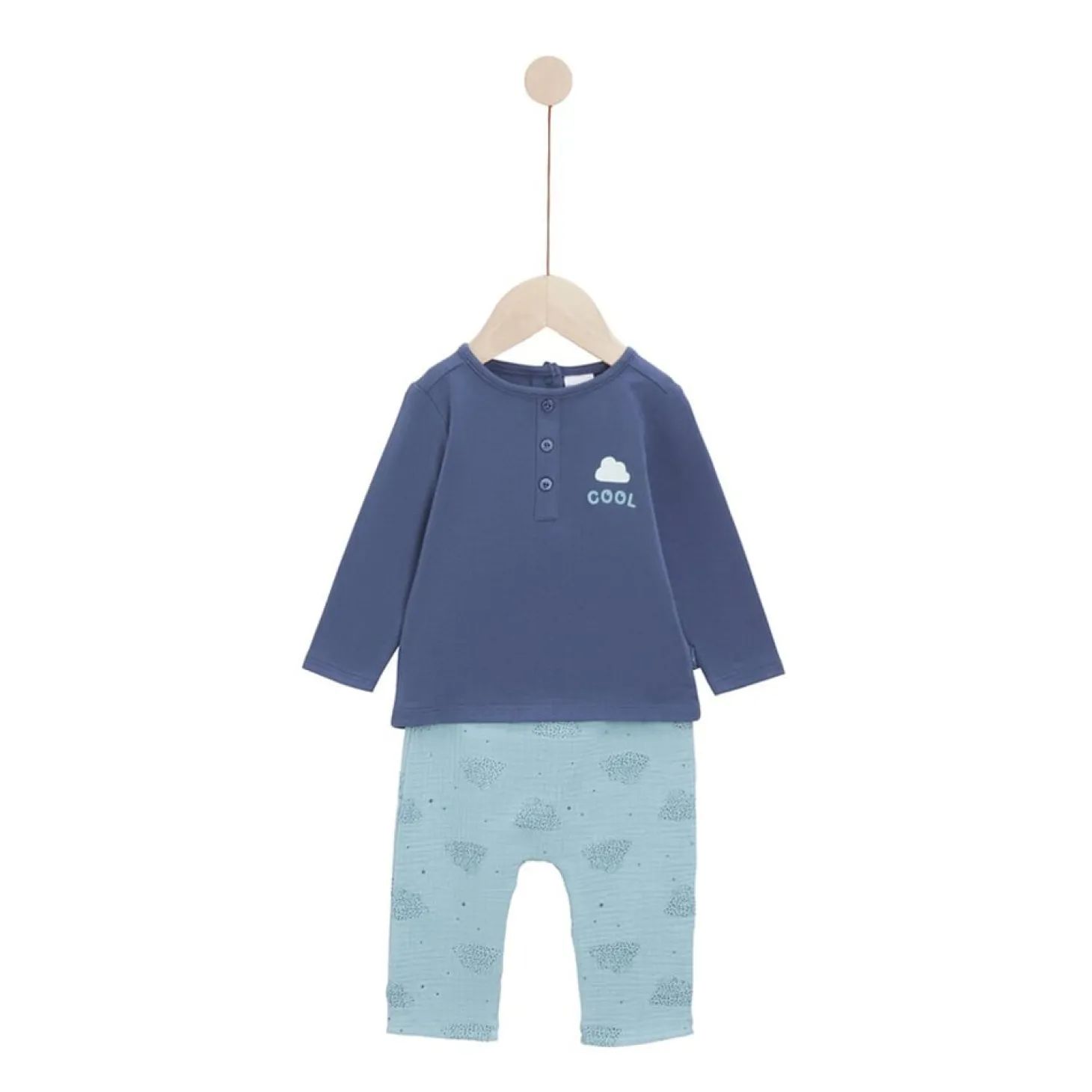 P’tit bisou Ensemble pantalon avec haut Mon petit nuage Nuage Bleu 9 mois
