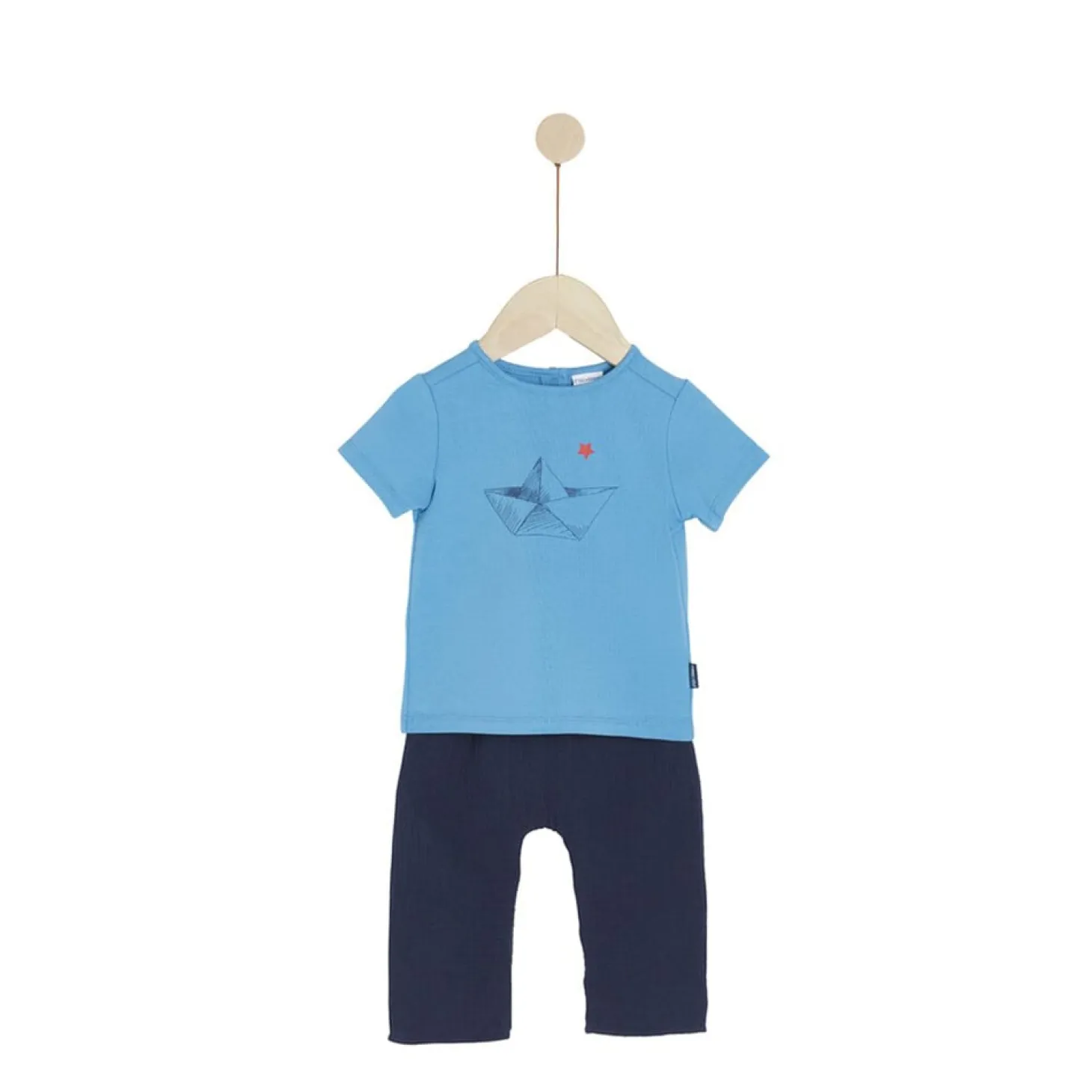 P’tit bisou Ensemble pantalon avec haut Plage Bleu