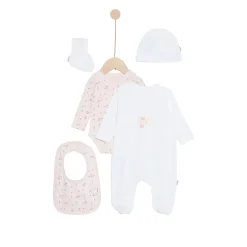 P’tit bisou                    Ensemble pyjamas avec bavoir et bonnet Mes Essentiels    Lovely            Naissance