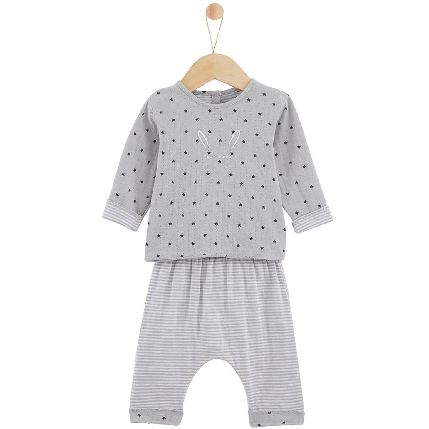 P’tit bisou Pantalon+tee shirt imp star Mon Lapin Calin Gris