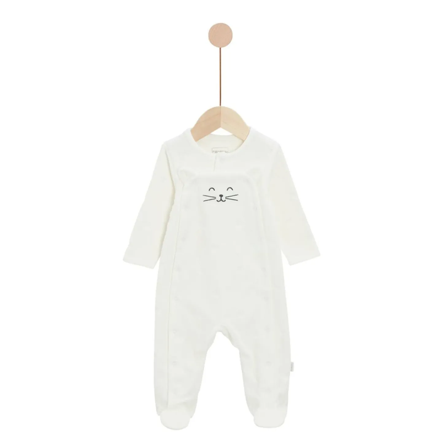 P’tit bisou Pyjama Mon Trousseau Chaton Blanc Blanc Ecru Poudre Prématuré