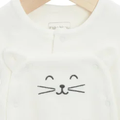 P’tit bisou Pyjama Mon Trousseau Chaton Blanc Blanc Ecru Poudre Prématuré