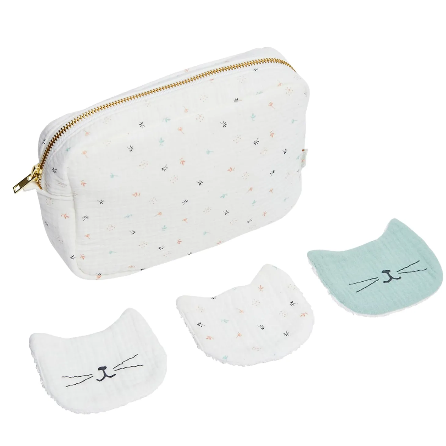 P’tit bisou Trousse Toilette Mon Trousseau Chaton Imprimé Graminée