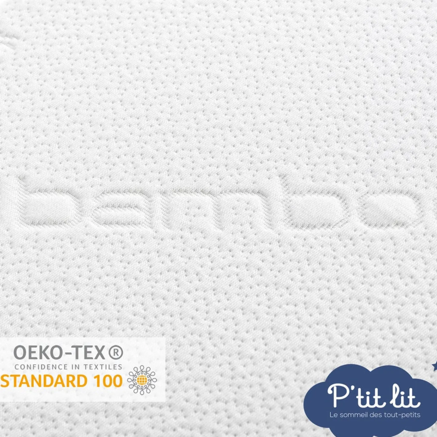 P'tit lit Matelas couffin Bamboo Blanc 32 x 72 cm